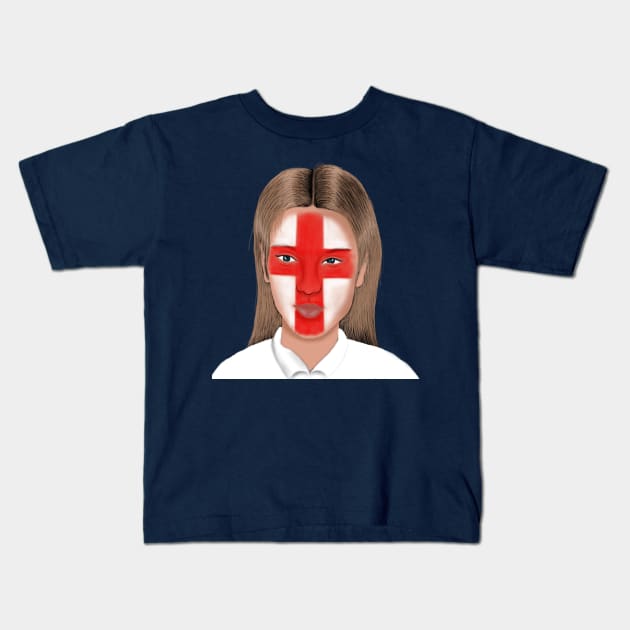 England Flag English Football Fan Kids T-Shirt by Merchweaver